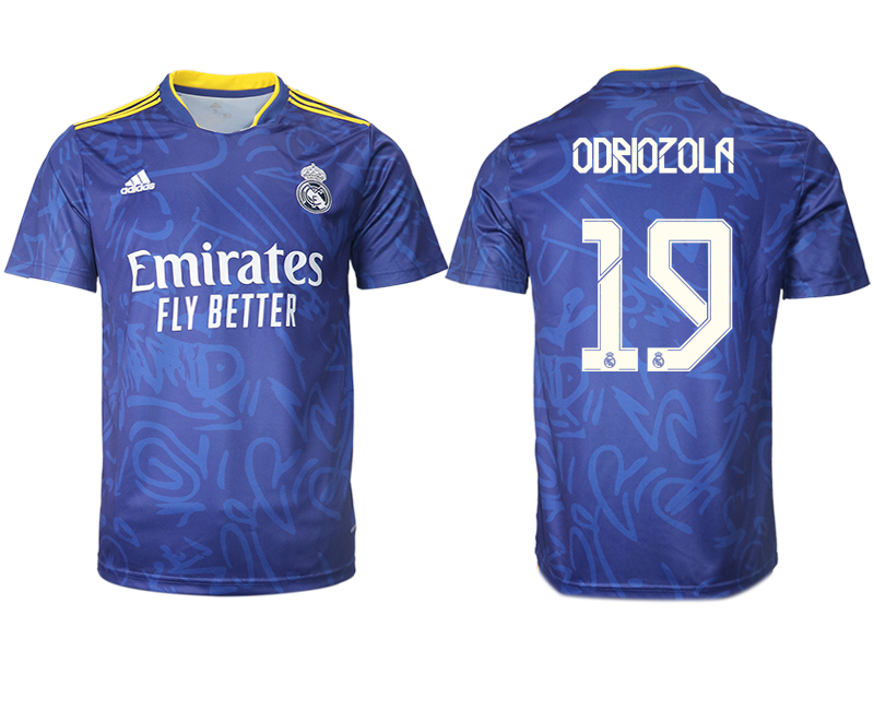 Men 2021-2022 Club Real Madrid away aaa version blue #19 Soccer Jersey->real madrid jersey->Soccer Club Jersey